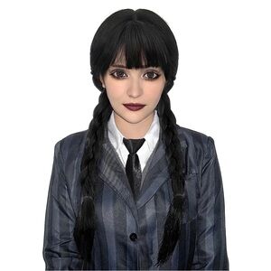 Wednesday Addams Wig Long Braids Black The Addams Family Cosplay Halloween New